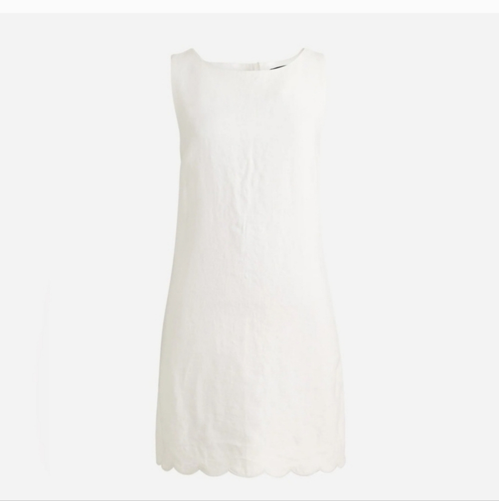 J.Crew Scalloped-trim shift dress in linen, CA670 | Sz L